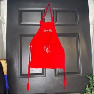 Sur La Table Kids Red & White Embroidered Cooking Apron With Pocket